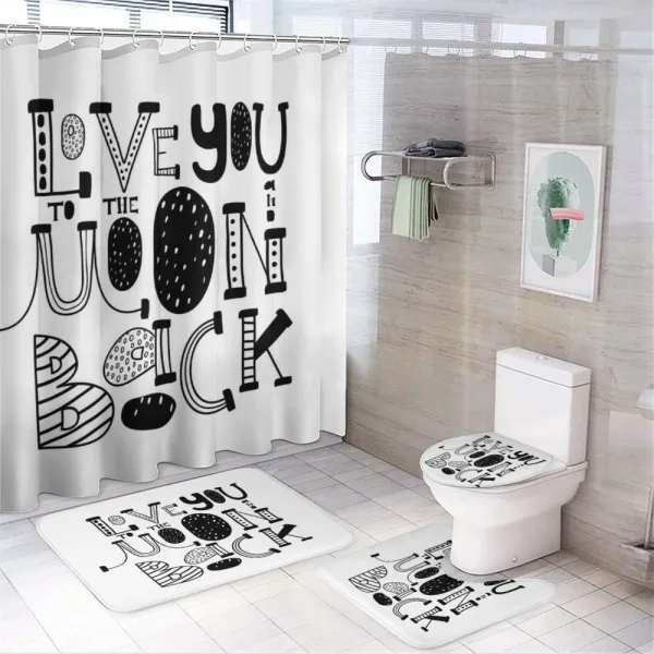 Modern Graphic Love on a shower curtain