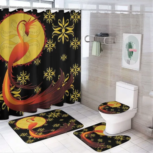 Phoenix and Foolmoon on a shower curtain