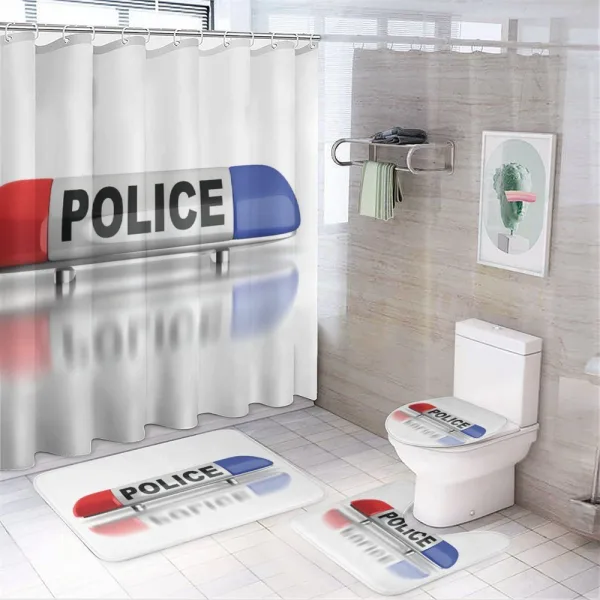 Police Car Sirens Blue on a shower curtain