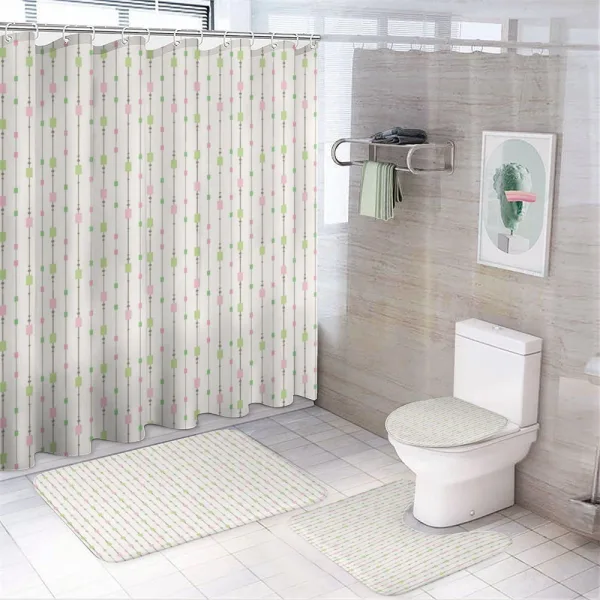 Retro Lines and Dots on a shower curtain