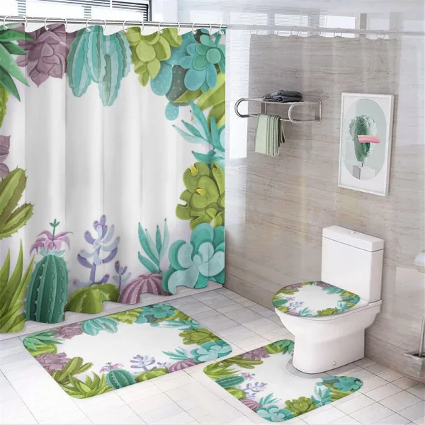 Succulents Plants Frame on a shower curtain