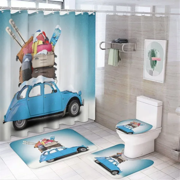Traveling Theme Holiday on a shower curtain
