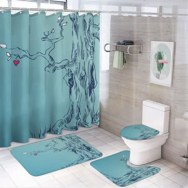 Tree with Hearts Leaves on a shower curtain