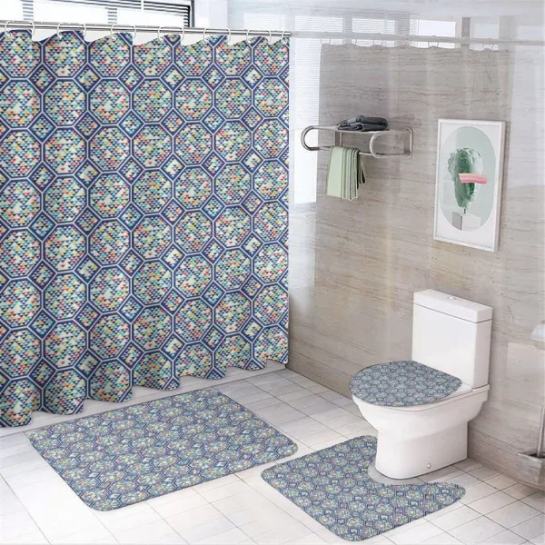 Triangles Tiles Artwork on a shower curtain