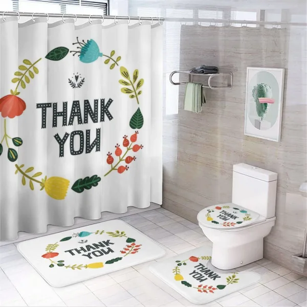 Typography Floral Wreath on a shower curtain