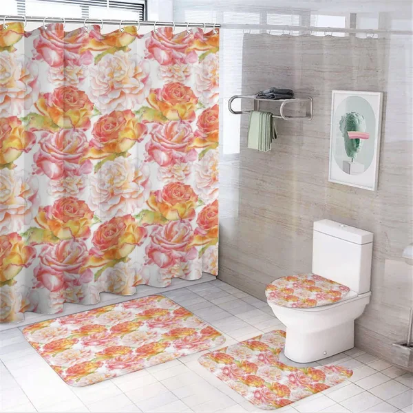 Watercolor Artwork Roses on a shower curtain