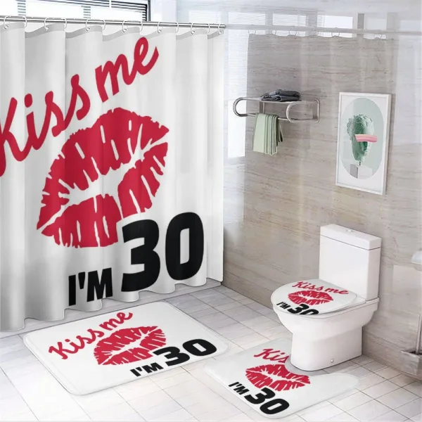 30th Birthday Kiss on a shower curtain