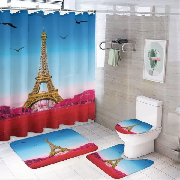 Abstract Grass Eiffel Tower on a shower curtain