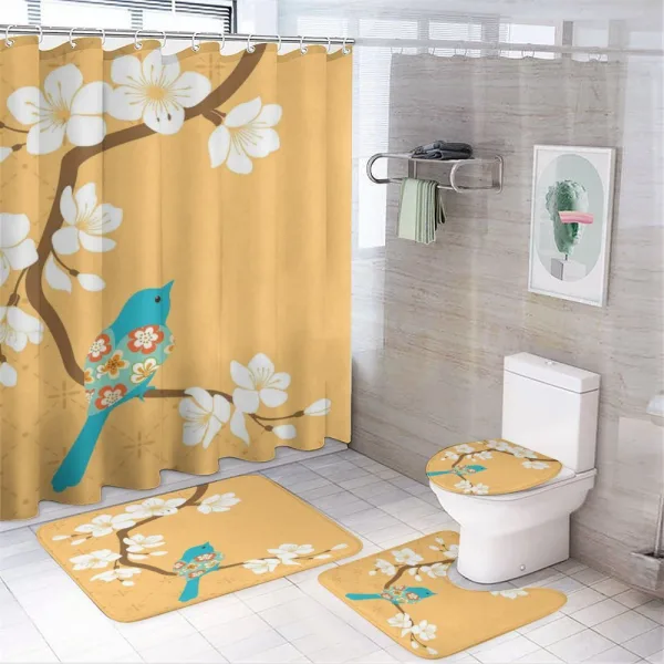 Birds on Cherry Blossom on a shower curtain