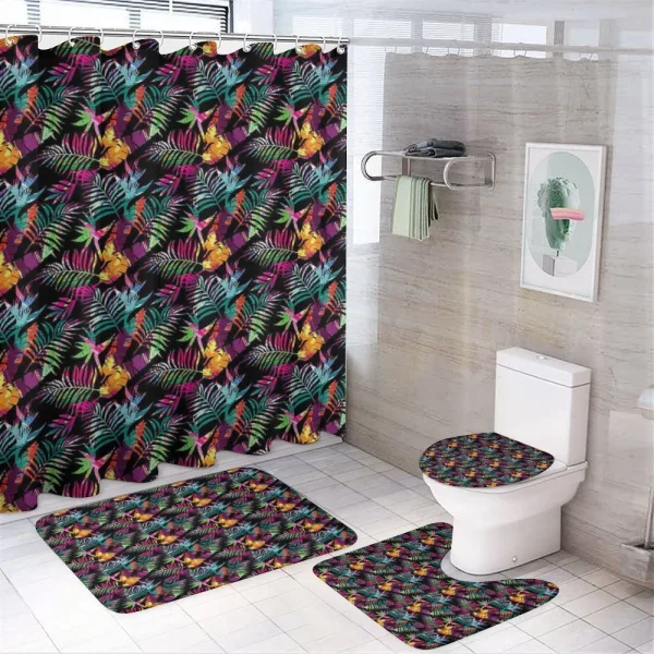 Blooming Flowers and Foliage on a shower curtain