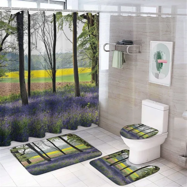 Bluebells Forest Rural on a shower curtain