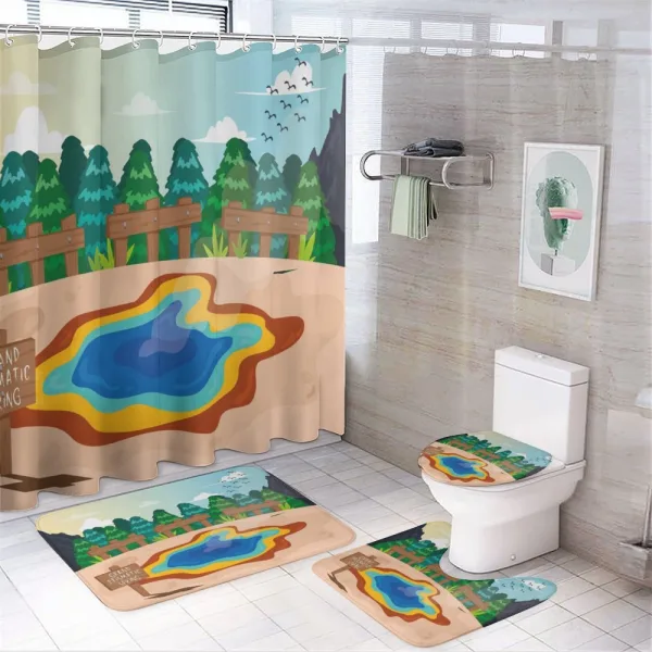 Cartoon Prismatic Spring on a shower curtain