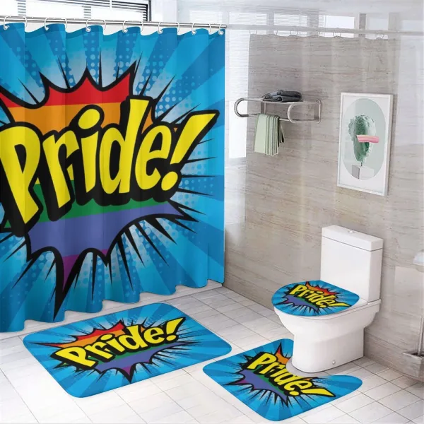 Cartoon Retro Pattern on a shower curtain