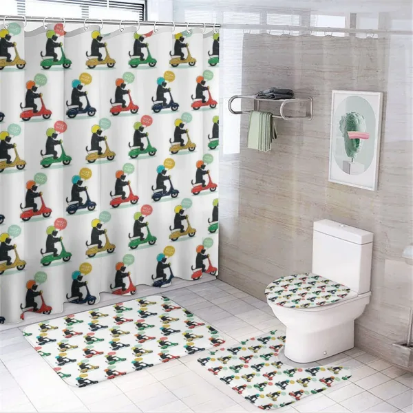 Dog on the Scooter on a shower curtain