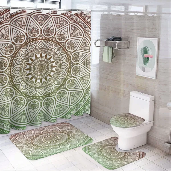 Ethnic Leafy Round Ornate on a shower curtain