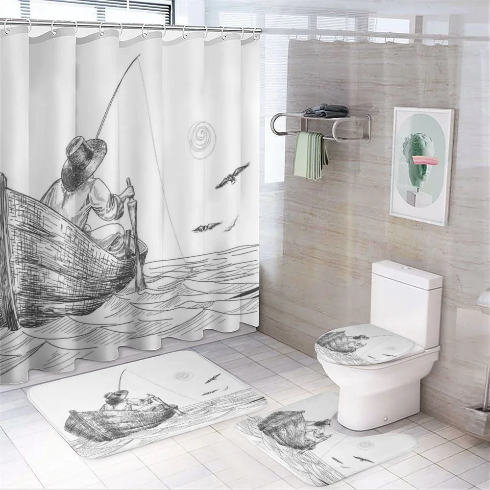 Fisherman on Boat Sketch — Your design
