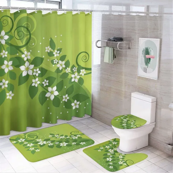 Graphic Curvy Leaves on a shower curtain