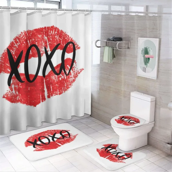 Lips Pattern with Love Kisses on a shower curtain