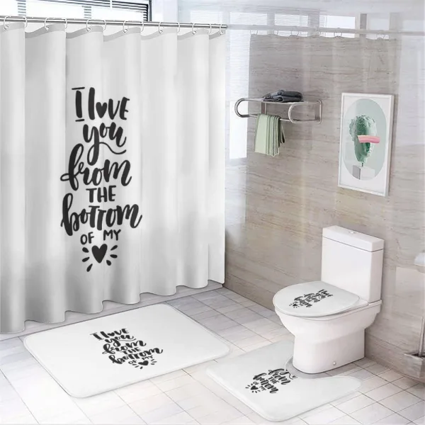Love Words Calligraphy on a shower curtain