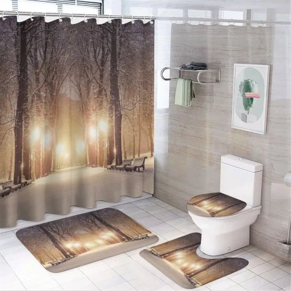 Night Woods at Winter on a shower curtain
