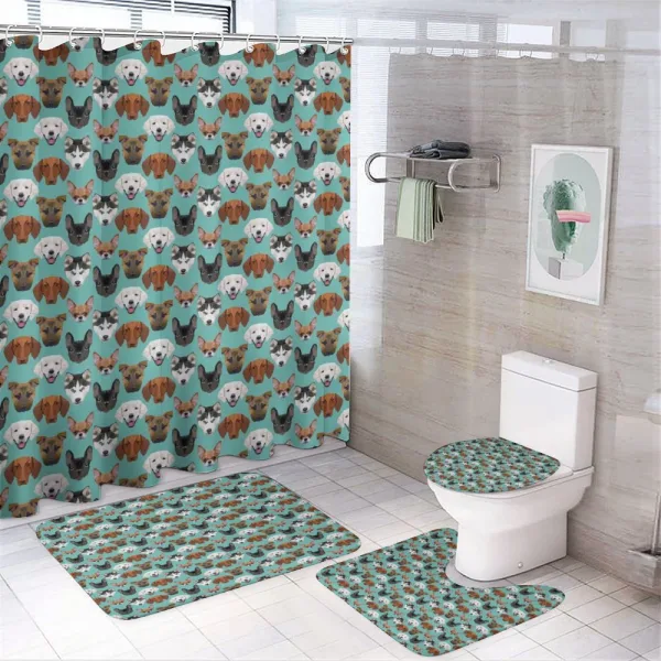 Polygonal Art Different Breeds on a shower curtain
