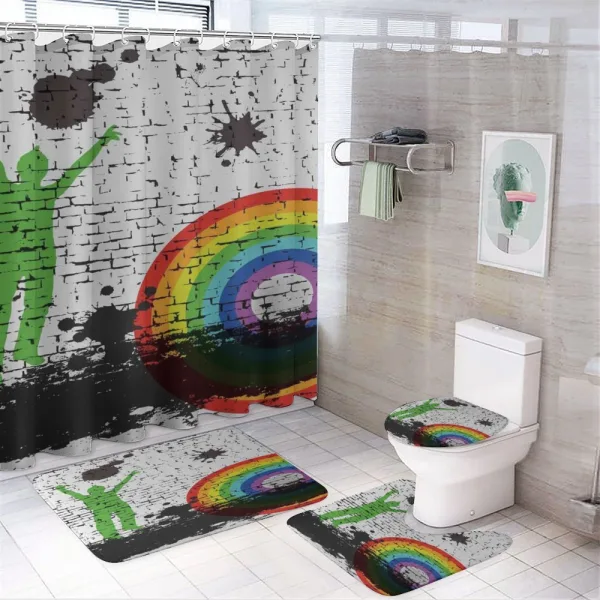 Rainbow Dart Art on a shower curtain
