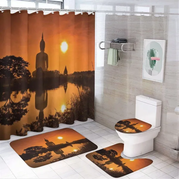 River Sunset Thai Culture on a shower curtain