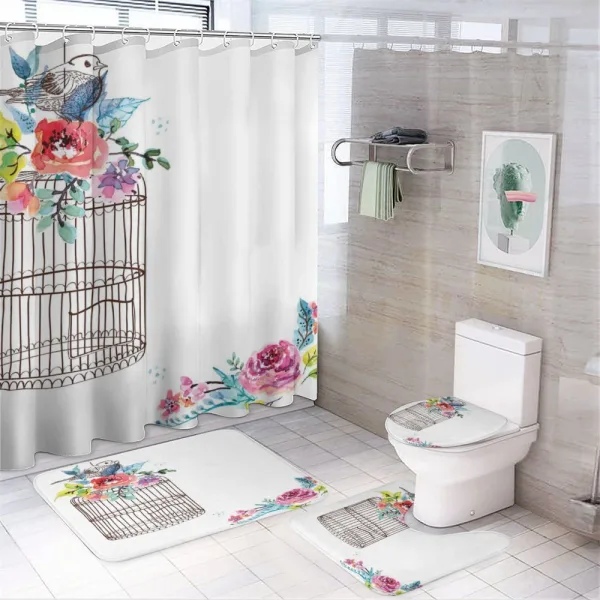 Sketch Bird Cage on a shower curtain