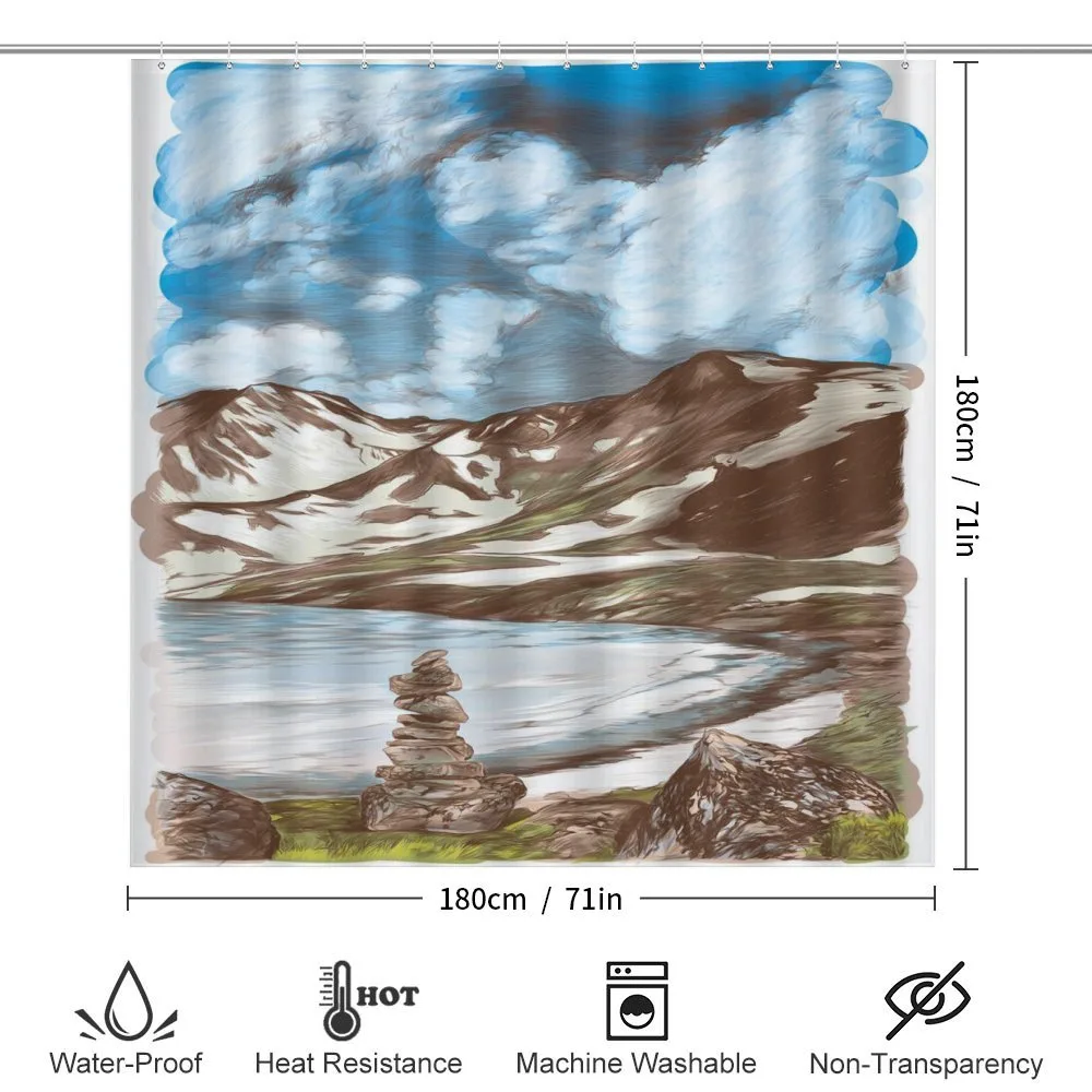 Snowy Mountains and Lake — Detail 2