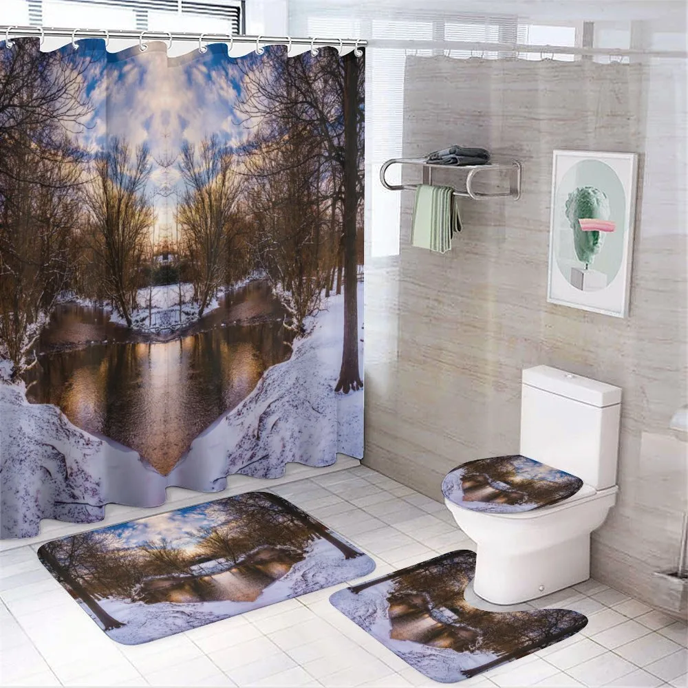 Snowy Winter Park Lake — Your design