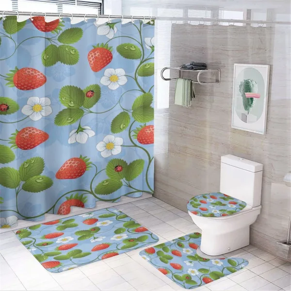 Strawberry Daisy Retro on a shower curtain
