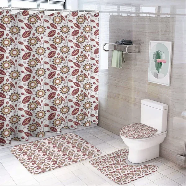 Abstract Leafage Design on a shower curtain