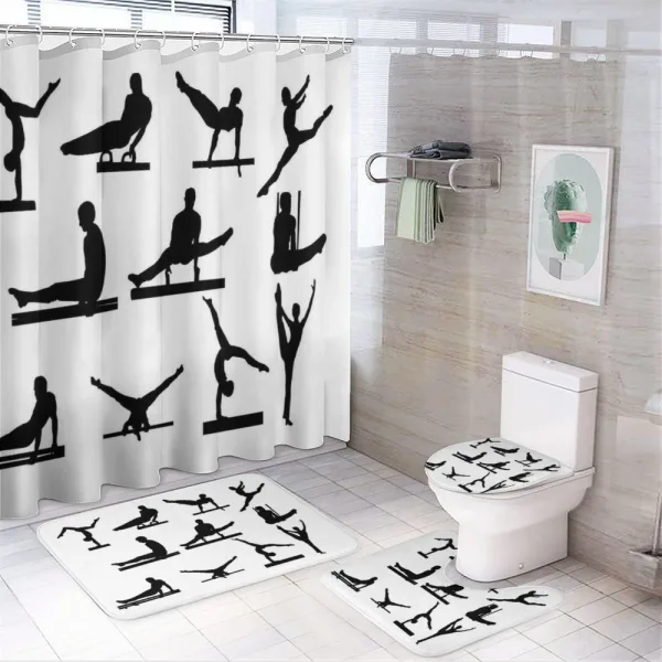 Athlete Silhouettes on a shower curtain