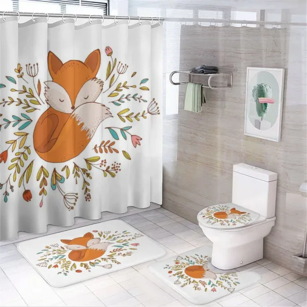 Baby Fox Flowers on a shower curtain