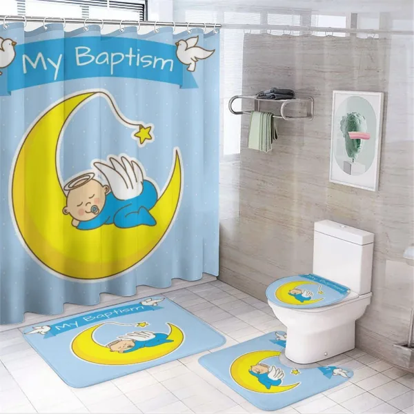 Baby Sleeps on the Moon on a shower curtain