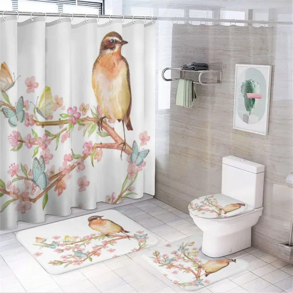 Bird on a Blossoming Tree on a shower curtain