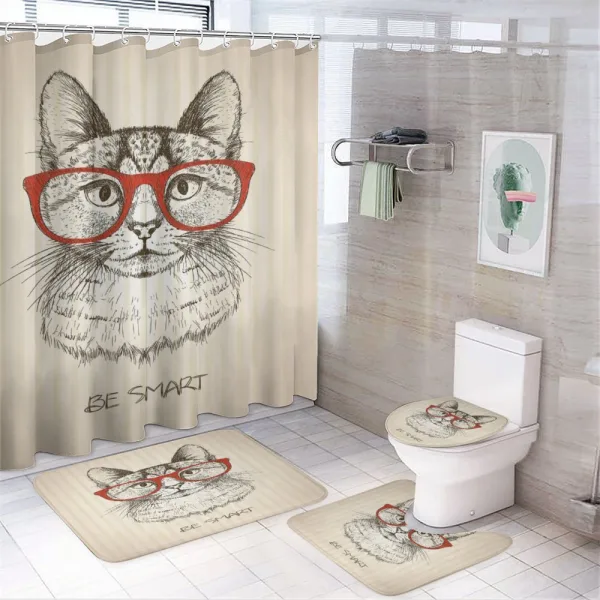 Cat with Retro Glasses on a shower curtain