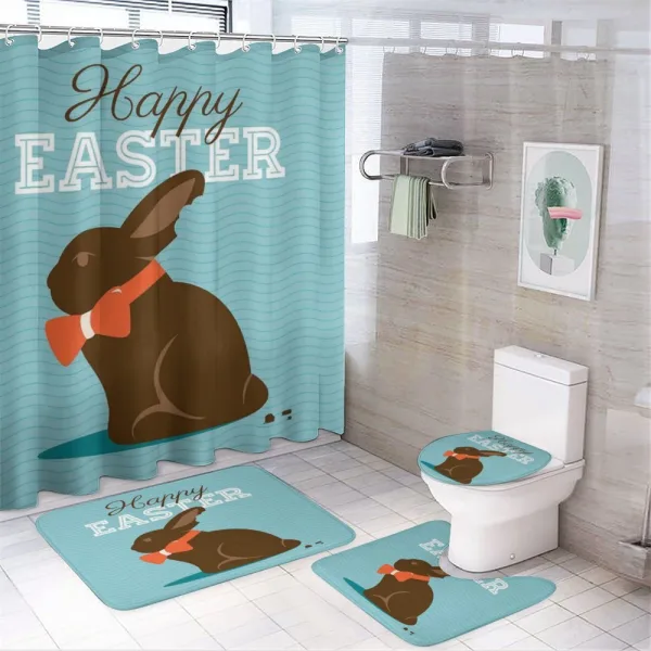 Chocolate Bunny with Bow on a shower curtain