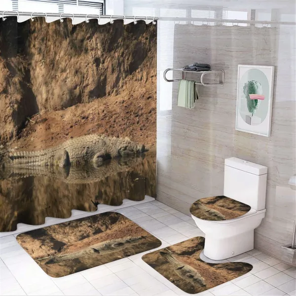 Crocodile Hunt in Wild on a shower curtain