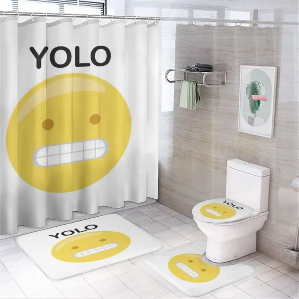 Funny Emoji Face Slogan on a shower curtain