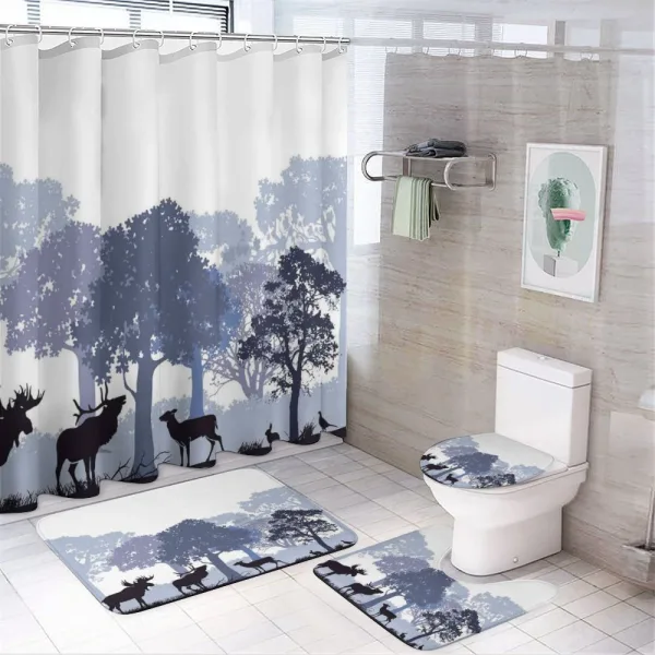 Grey Wild Forest Animals on a shower curtain