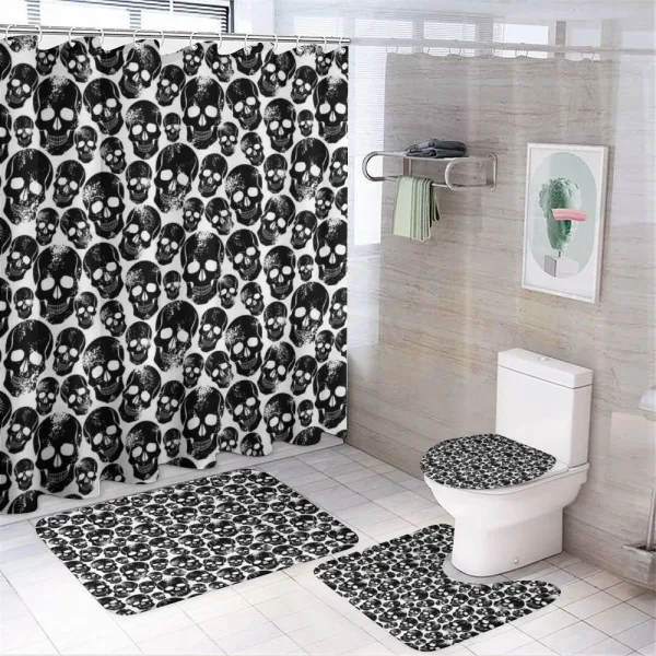 Grunge Black Skulls on a shower curtain