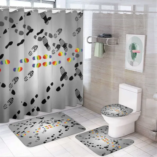 LGBT Lovers Meet in Crowd on a shower curtain