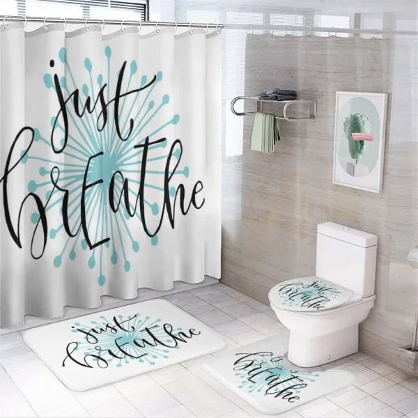 Optimistic Saying on a shower curtain