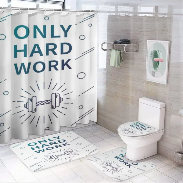 Sports Words Dumbbell on a shower curtain