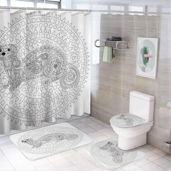 Squirrel Geometric on a shower curtain
