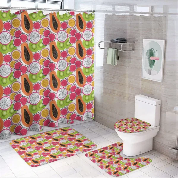 Summer Fresh Tropical Fruits on a shower curtain