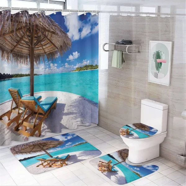 Sunbeds Honeymoon on a shower curtain