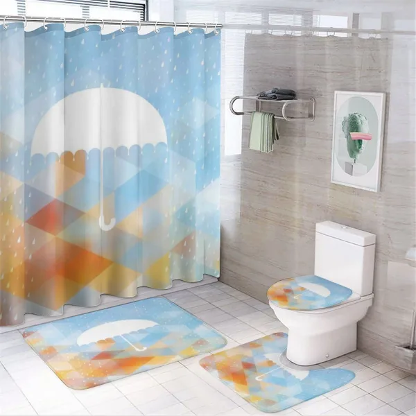 Umbrella Rain Autumn Art on a shower curtain