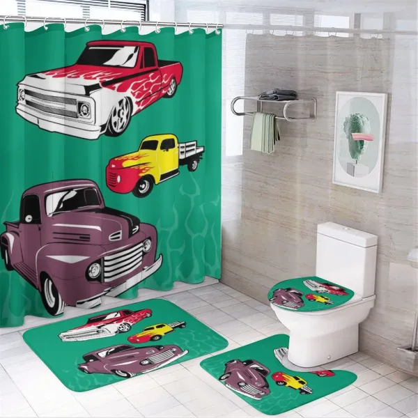 Vintage Pickups Flatbed on a shower curtain